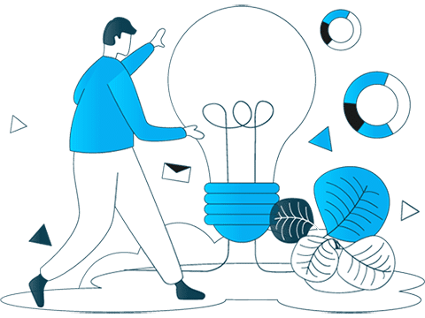 Person with a lightbulb, illustration